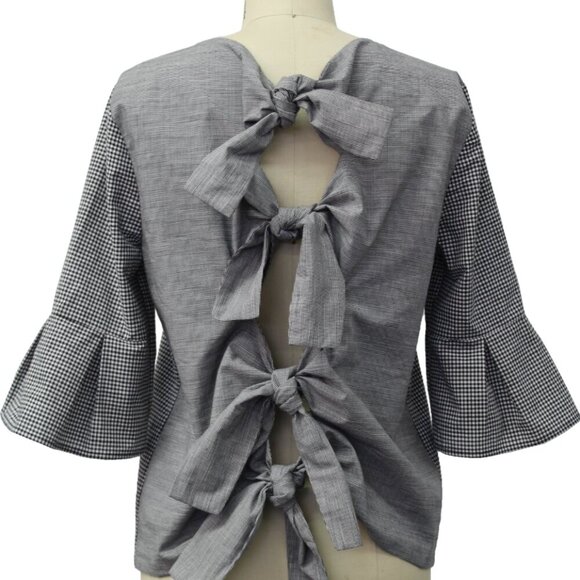 NWT Anthropologie Fluttered Bow-Back Blouse by ISLA MAUDE - Picture 10 of 10